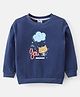 Simply Interlock Knit Full Sleeves T-Shirt with Text & Bear Print - Navy Blue
