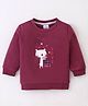 Simply Interlock Knit Full Sleeves T-Shirt with Kitty  Print - Purple