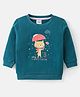 Simply Interlock Knit Full Sleeves T-Shirt with Text & Bear Print - Blue