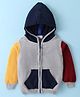 Simply Cotton Knit Full Sleeves Hooded Sweatjacket With Cut & Sew Design & Kangaroo Pockets - Grey