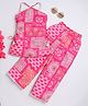 Taffykids Halter Neck Ethnic Design Printed & Lace Detailed Kurta With Coordinating Pant Set - Pink & Multi Colour