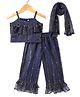 Babyhug Woven Sleeveless Shimmer Top & Palazzo Set with Sequin Frill Detailing & Dupatta - Purple