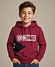 Pine Kids Cotton Knit Full Sleeves Cut & Sew Design Hooded Sweatshirt with Text Print - Maroon