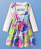 Pine Kids Cotton Knit Floral Printed Frock With Full Sleeves Inner Tee - White