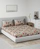 DDecor Pink & Peach Floral Cotton 145 TC King Fitted Bedsheet With 2 Pillow Covers