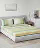 DDecor Green White Striped Cotton 144 TC Queen Bedsheet with 2 Pillow Covers