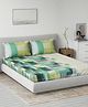 DDecor Green Beige Geometric Cotton 144 TC Queen Bedsheet with 2 Pillow Covers