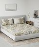 DDecor Green White Printed Cotton 144 TC Queen Bedsheet with 2 Pillow Covers