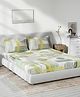 DDecor White & Green Geometric 136 TC Cotton Double Bedsheet with 2 Pillow Covers