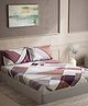 DDecor White  Burgundy Geometric Cotton 140 TC King Bedsheet with 2 Pillow Covers