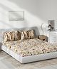 DDecor Live Beautiful White Brown Floral Cotton 144 TC Queen Bedsheet  2 Pillow Covers