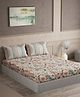 DDecor Pink Blue Floral Cotton180 TC King Bedsheet with 2 Pillow Covers