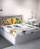 DDecor White Blue Cartoon Characters Cotton 144 TC Queen Bedsheet With 2 Pillow Covers