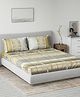 DDecor Yellow White 144 TC Queen Bedsheet with 2 Pillow Covers