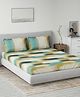 DDecor Green Cream-Coloured Cotton 144 TC Queen Bedsheet with 2 Pillow Covers