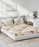 DDecor Cream Floral 144 TC Queen Bedsheet with 2 Pillow Covers
