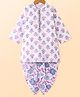 Babyhug Cambric Woven Full Sleeves Floral Printed Kurta Dhoti Set - Blue