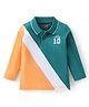 Babyhug Cotton Knit Full Sleeves Polo T-Shirt with Text Print - Green &  Orange
