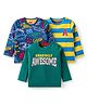 Babyhug Cotton Knit Full Sleeves T-Shirts With Text Graphics Pack of 3 - Green Blue & Yellow