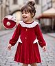 Kookie Kids Full Peasant Sleeves Party Frock With Frill Detailing - Dark Red