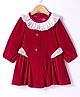 Kookie Kids Full Peasant Sleeves Party Frock With Frill Detailing - Dark Red