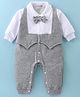 Kookie Kids Full Sleeves Solid Color Romper with Bow  - Grey