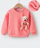 Kookie Kids Full Sleeves Drop Shoulder Winter T-Shirt with 3D Bear Applique - Pink