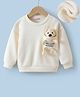 Kookie Kids Full Sleeves Drop Shoulder Winter T-Shirt with 3D Bear Applique - Off White