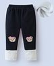 Kookie Kids Full Length Lounge Pants Bear Embroidered  - Navy Blue