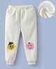 Kookie Kids Full Length Bear Embroidered Lounge Pant - Off White