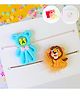 Little Tresses Combo of  Teddy and King Lion Rakhi with Roli, Chaawal, Card in a Box - Blue, Brown