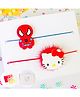 Little Tresses Combo of  Spiderman and Hello Kitty Rakhi with Roli, Chaawal, Card in a Box- Red, White