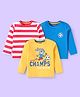Babyhug Cotton Knit Full Sleeves T-Shirts With Strips Bunny & Football Print Pack of 3 - Orange Red & Blue