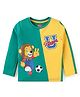 Babyhug Cotton Knit Full Sleeves Cut & Sew Design T-Shirt with Lion Graphics - Mint Green & Yellow