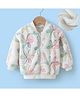 Kookie Kids Full Sleeves Front Open Fur Bomber Jacket with Floral & Sequin Embroidery - Cream