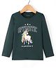 Lazy Bones Sinker Knit Full Sleeves T-Shirt With Unicorn - Dark Green