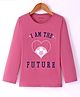 Lazy Bones Sinker Knit Full Sleeves T-Shirt with Text Print - Pink