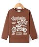Lazy Bones Sinker Knit Full Sleeves T-Shirt with Text & Bike Print - Light Brown