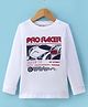 Lazy Bones Sinker Knit Full Sleeves T-Shirt with Car & Text Print - White