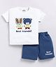 CUTOPIES Half Sleeves Animal Embroided Tee & Shorts Set - Blue