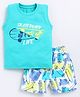 CUTOPIES Cotton Sleeveless Skateboards & Skateboard For Life Text Printed Tee With Shorts - Rama Green