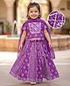 Babyhug Cotton Woven Half Sleeves Lehenga Choli Set With Floral Print & Dupatta - Purple