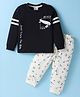 Mini Donuts Cotton Knit Full Sleeves T-Shirt & Lounge Pants Set With Skateboards & Text  Print - Black(Shoulder Button May or May-not Be Available)