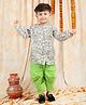 Polka Tots Full Sleeves Birds Printed Kurta With Dhoti Set - Multi Colour
