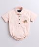 Polka Tots Cotton Half Sleeve Turtle Printed Romper  - Peach