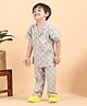 Polka Tots Cotton Woven Half Sleeves Animal Printed Nightsuit - Multi Colour
