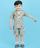 Polka Tots Cotton Half Sleeve Animal Printed Coordinating Shirt & Shorts Set - Green