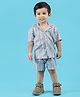 Polka Tots Cotton Half Sleeves Striped Coordinating Shirt  & Shorts Set - Multi Colour