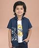 Polka Tots Half Sleeves Teddy Bear Printed Shirt - Navy Blue