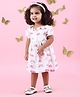 Polka Tots Half Sleeves Clouds & Rainbows Printed Dress - Multi Colour
